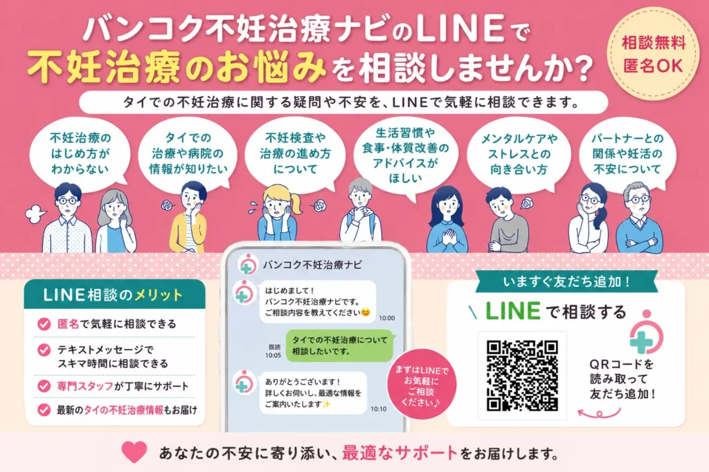 バンコク不妊治療ナビのLINEで不妊治療のお悩みを相談しませんか？